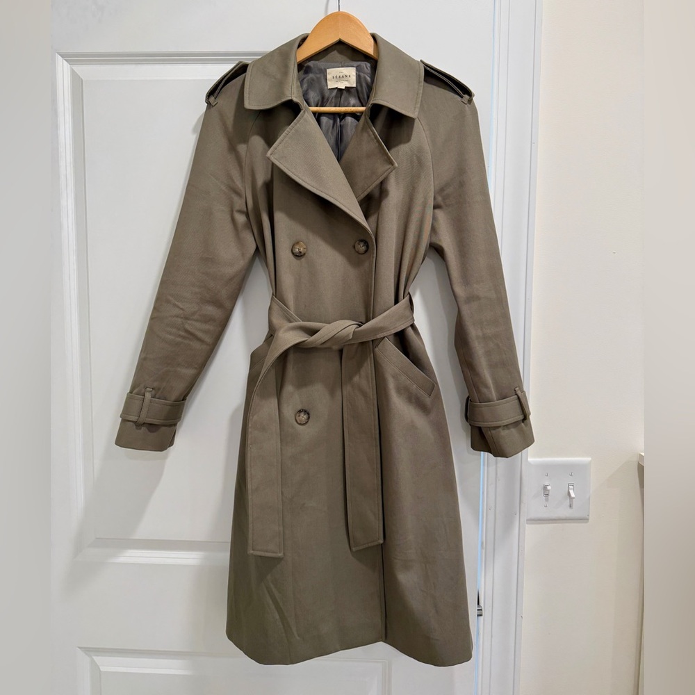 Sezane Olive Green Trench Coat Size 4